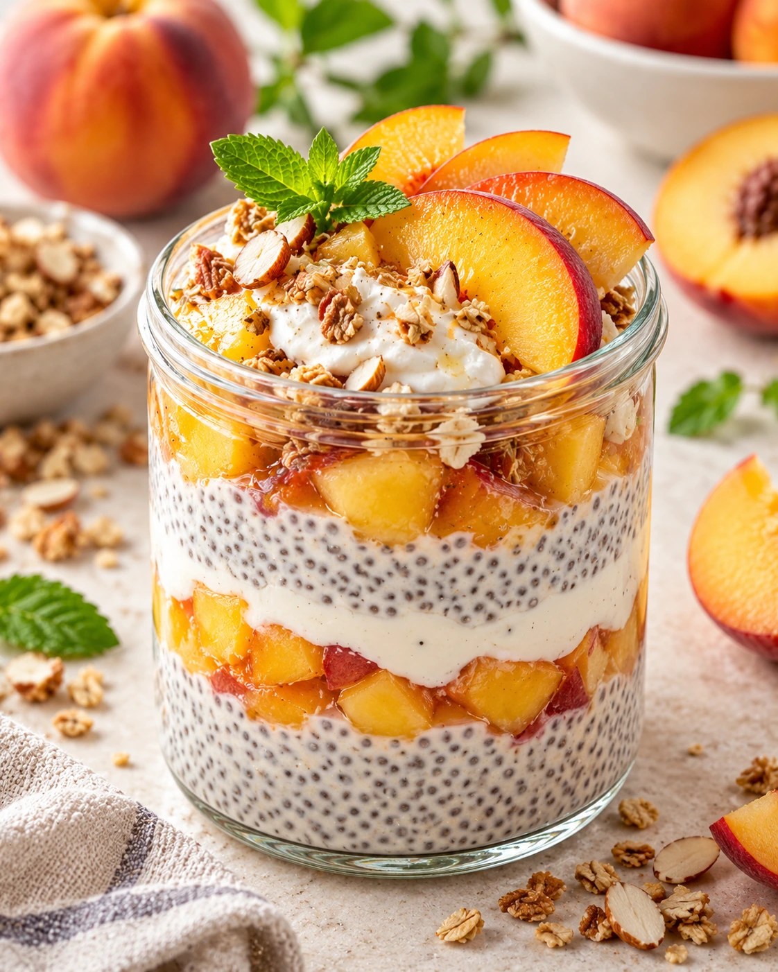 Peaches & Cream Chia Pudding